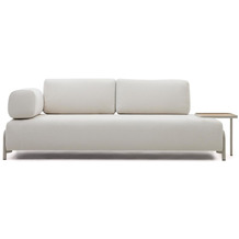 Nosh Compo 3-Sitzer-Sofa Chenille Beige, großes Tablett Eichenfurnier Metallgestell Grau 232cm