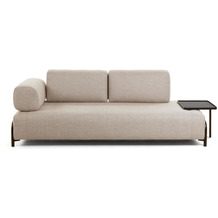 Nosh Compo 3-Sitzer Sofa beige mit großem Tablett 252 cm