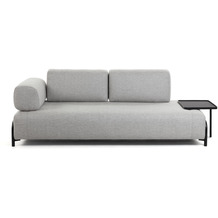 Nosh Compo 3-Sitzer Sofa hellgrau mit großem Tablett 252 cm