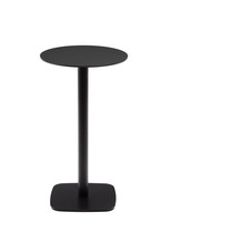 Nosh Dina hoher runder Outdoor-Tisch schwarz mit schwarz lackiertem Metallgestell Ø 60x96 cm