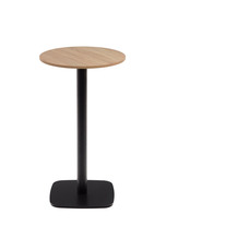 Nosh Dina hoher runder Tisch Melamin naturfarben Metallbein schwarz lackiert Ø 60x96 cm