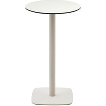 Nosh Dina runder hoher Outdoor-Tisch weiß Metallbein weiß lackiert Ø 60 x 96 cm