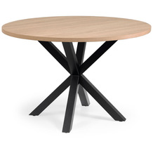 Nosh Full Argo runder Tisch mit Melamin natur und schwarzen Stahlbeinen Ø 119 cm