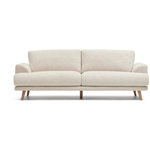 Nosh Karin 3-Sitzer-Sofa weiß und Beine aus massiver Buche 231 cm