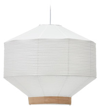 Nosh Lampenschirm für Deckenleuchte Hila aus weißem Papier und Naturholzfurnier Ø 80 cm