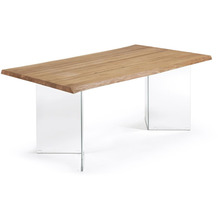 Nosh Lotty Tisch aus Eichenfurnier mit natürlichem Finish und Glasbeinen 160 x 90 cm