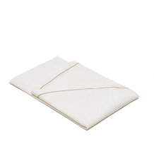 Nosh Malu runde Tischdecke aus Baumwolle und weißem Leinen mit beigem Stickerei Ø150cm