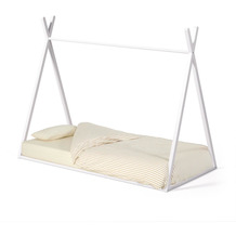 Nosh Maralis Tipi-Bett aus massiver Buche mit weißem Finish für Matratze von 90 x 190 cm