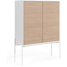 Nosh Marielle Sideboard 2 Türen Eschenfurnier weiße Lackierung und Metall in Weiß 107 x 140 cm