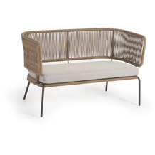Nosh Nadin 2-Sitzer Sofa aus beigefarbenem Seil und Beinen aus verzinktem Stahl 135 cm