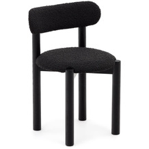 Nosh Nebai Stuhl aus schwarzem Bouclé und massivem Eichenholz mit schwarzem Finish