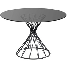 Nosh Niut runder Tisch aus Glas und Stahlbeine mit schwarzem Finish Ø 120 cm