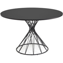 Nosh Niut runder Tisch aus schwarz lackiertem MDF und mit schwarzen Stahlbeinen Ø 120 cm