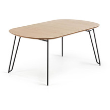 Nosh Novac ausziehbarer Tisch 140 (220) x 90 cm mit Eichenfurnier und schwarzen Stahlbeinen