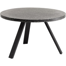Nosh Shanelle runder Tisch aus schwarzem Terrazzo und schwarzen Stahlbeinen Ø 120 cm