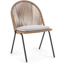 Nosh Shann stapelbarer Stuhl aus Seil in Beige und verzinktem Stahl