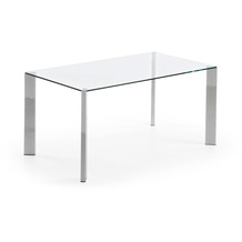 Nosh Spot Tisch aus Glas mit verchromten Stahlbeinen 162 x 92 cm