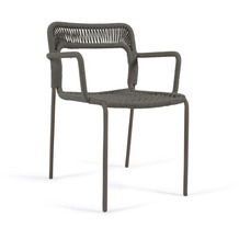 Nosh Stapelbarer Stuhl Cailin aus grünem Seil und Beinen aus verzinktem Stahl dunkelgrün lackie