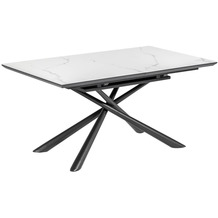Nosh Theone ausziehbarer Tisch Feinsteinzeugplatte weiß schwarze Stahlbeine 160 (210) x 90 cm