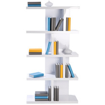 PHOENIX Lloret - Bücherregal, Büroregal mit 5 Böden und asymmetrsicher Fachteilung, weiss Weiss hochglanz