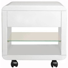 PHOENIX Prana - Rollcontainer mit 1 Schublade mit Push-Open, 1 Glasablage, abgerundete Kanten, weiss hochglanz