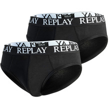 REPLAY SLIP Basic Cuff Logo 2 Stück Box black/black L