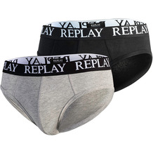 REPLAY SLIP Basic Cuff Logo 2 Stück Box grey melange/black L