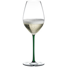 Riedel Fatto A Mano Champagne Wine Glas mit grünem Stiel