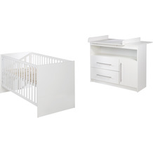 Roba Kinderzimmerset 'Maren‘, Weiß, Set 2-teilig enthält Kombi-Kinderbett und breite Wickelkommode
