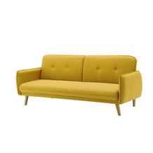 SalesFever 3-Sitzer Sofa Strukturstoff fein Gelb Stoff, Hevea Holz Gelb, Natur