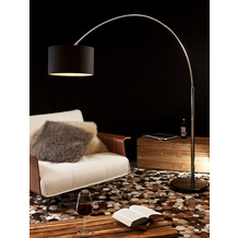 SalesFever Bogenlampe 210 cm weiß Dimmerungsschalter, Ø Lampenschirm 35 cm, echter Marmorfuß