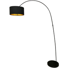 SalesFever Bogenlampe mit Stoffschirm schwarz Metall, Stoff Schwarz, Gold 394076