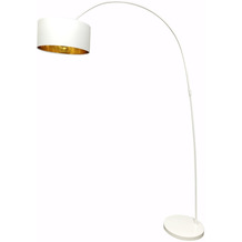 SalesFever Bogenlampe mit Stoffschirm weiß Metall, Stoff Weiß, Gold 394083