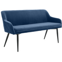SalesFever Sitzbank 160 cm Samt Blau Samt (100% Polyester), Metall Blau, Schwarz