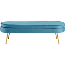 SalesFever Sitzpouf oval lang aus Samt Blau Blau, Gold 397251