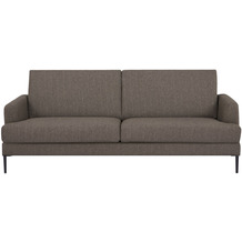 SalesFever Sofa 3-Sitzer Strukturstoff Metall, Stoff Dunkelbraun, Schwarz 394564
