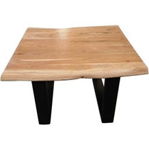 SIT TABLES & CO Couchtisch 80x80 cm Platte antikfinish lackiert und gewachst, Gestell antikschwarz
