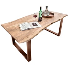 SIT TABLES & CO Tisch 160x85 cm, Akazie natur, 36 mm Platte natur, Gestell braun