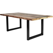 SIT TABLES & CO Tisch 160x85 cm, buntes Altholz Platte bunt lackiert, Gestell schwarz