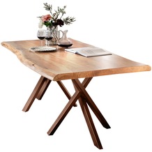 SIT TABLES & CO Tisch 200x100 cm, Akazie natur, 36 mm Platte natur, Gestell braun