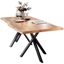 SIT TABLES & CO Tisch 200x100 cm, Akazie natur, 36 mm Platte natur, Gestell schwarz