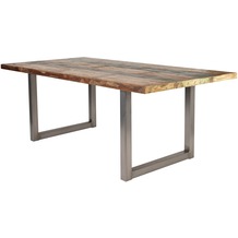 SIT TABLES & CO Tisch 220x100 cm, buntes Altholz Platte bunt lackiert, Gestell silber