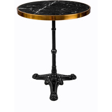 SIT Bistro-Tisch, 57 cm rund Platte Marmor mit Messingrahmen, Gestell Gußeisen schwarze Marmorplatte mit Messingrahmen Platte schwarz mit Messing, Gestell schwarz