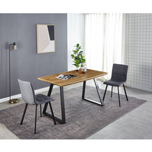 SIT Tisch 140x80 cm MDF mit Eiche-Dekor, Beine Metall natur, Beine schwarz