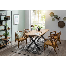 SIT TABLES & CO Tisch 160 x 85 cm Platte natur, Gestell Used Look, klar lackiert