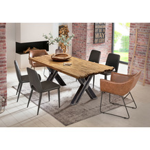 SIT TABLES & CO Tisch 180x100 cm Platte natur, Gestell used look, klar lackiert