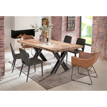 SIT TABLES & CO Tisch 180x100 cm Platte natur, Gestell used look, klar lackiert