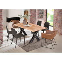 SIT TABLES & CO Tisch 180x90 cm Platte natur, Gestell used look, klar lackiert