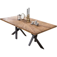 SIT TABLES & CO Tisch 200x100 cm Platte recyceltes Teak, Gestell antikschwarz