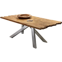 SIT Tisch, 200x100 cm, Platte recyceltes Teak, Gestell Metall